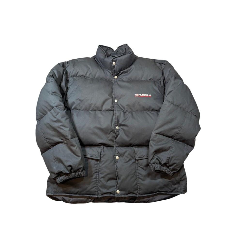 Polo Jeans Co Ralph Lauren Down Puffer Jacket Full Zip Winter Coat Black XL